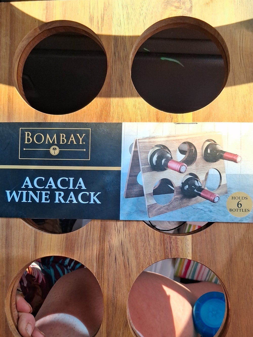 Bombay Acacia Wine Rack - Natural Brown Wood Finish